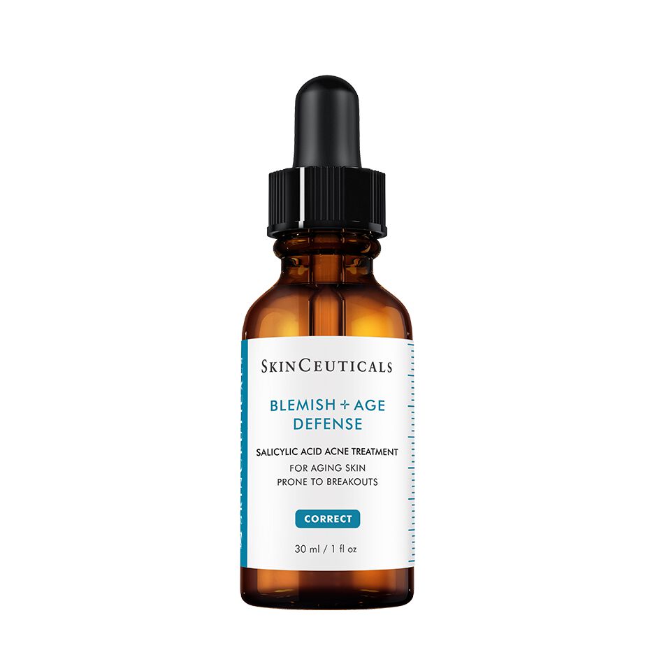 SkinCeuticals Blemish + Age Defense skincare serum bottle on a white background